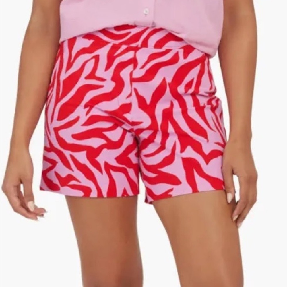 SPANX Red and Pink Zebra Print High Waist Shorts
